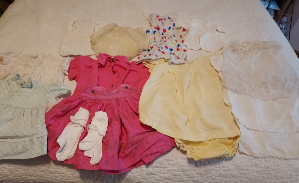 Lot Of 15 Vintage Baby Items 1940's - 1950's dresses rubber pants socks bloomers